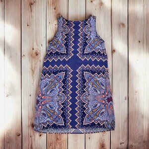 J.Jill Women's sleeveless dress Size Med Petite blue multicolor paisley vacation